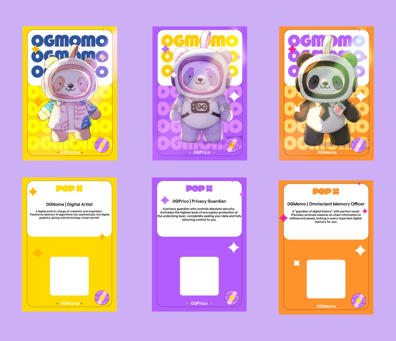 0G Momo mystery box character cards