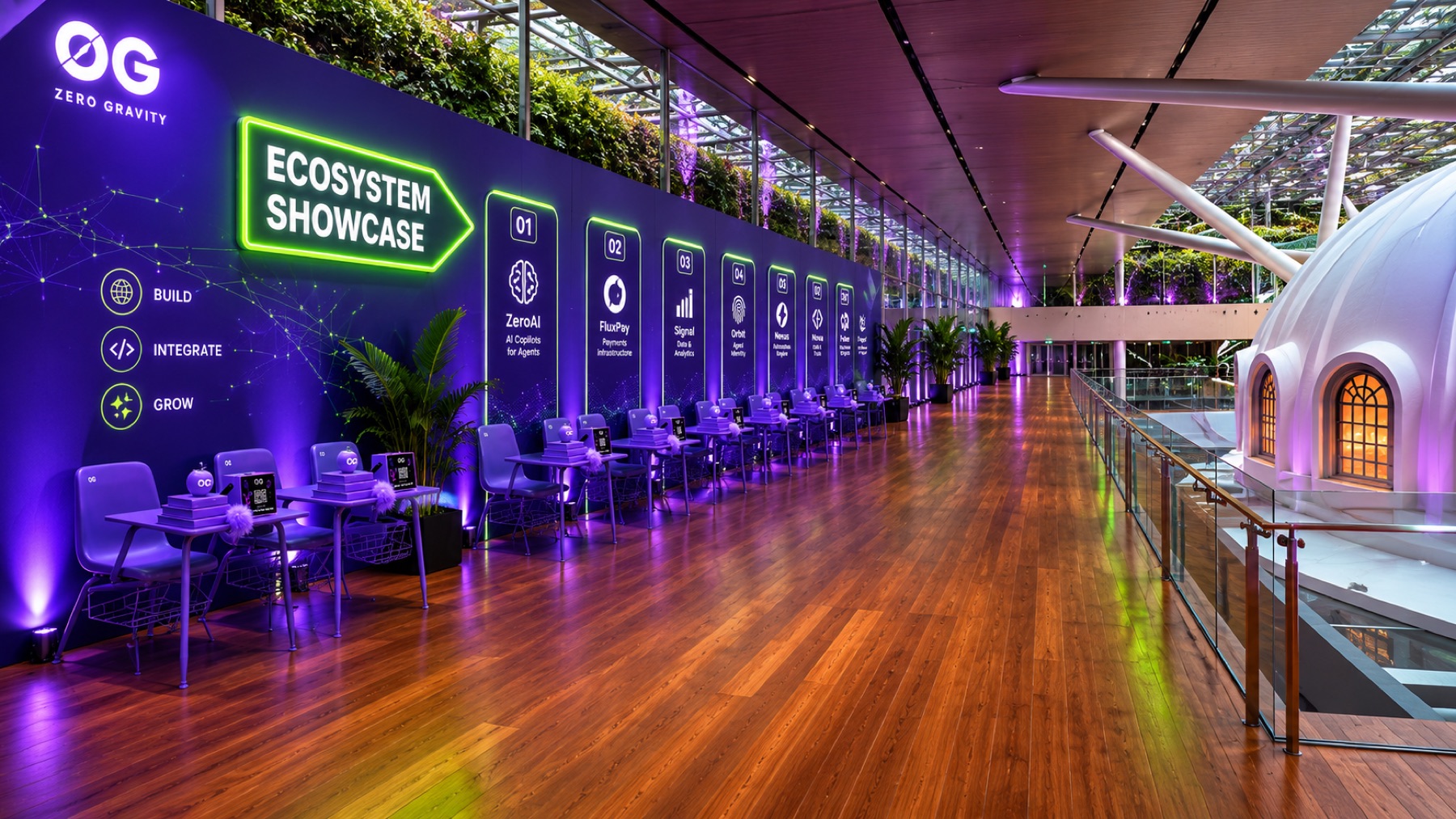 0G ecosystem showcase installation inside the venue