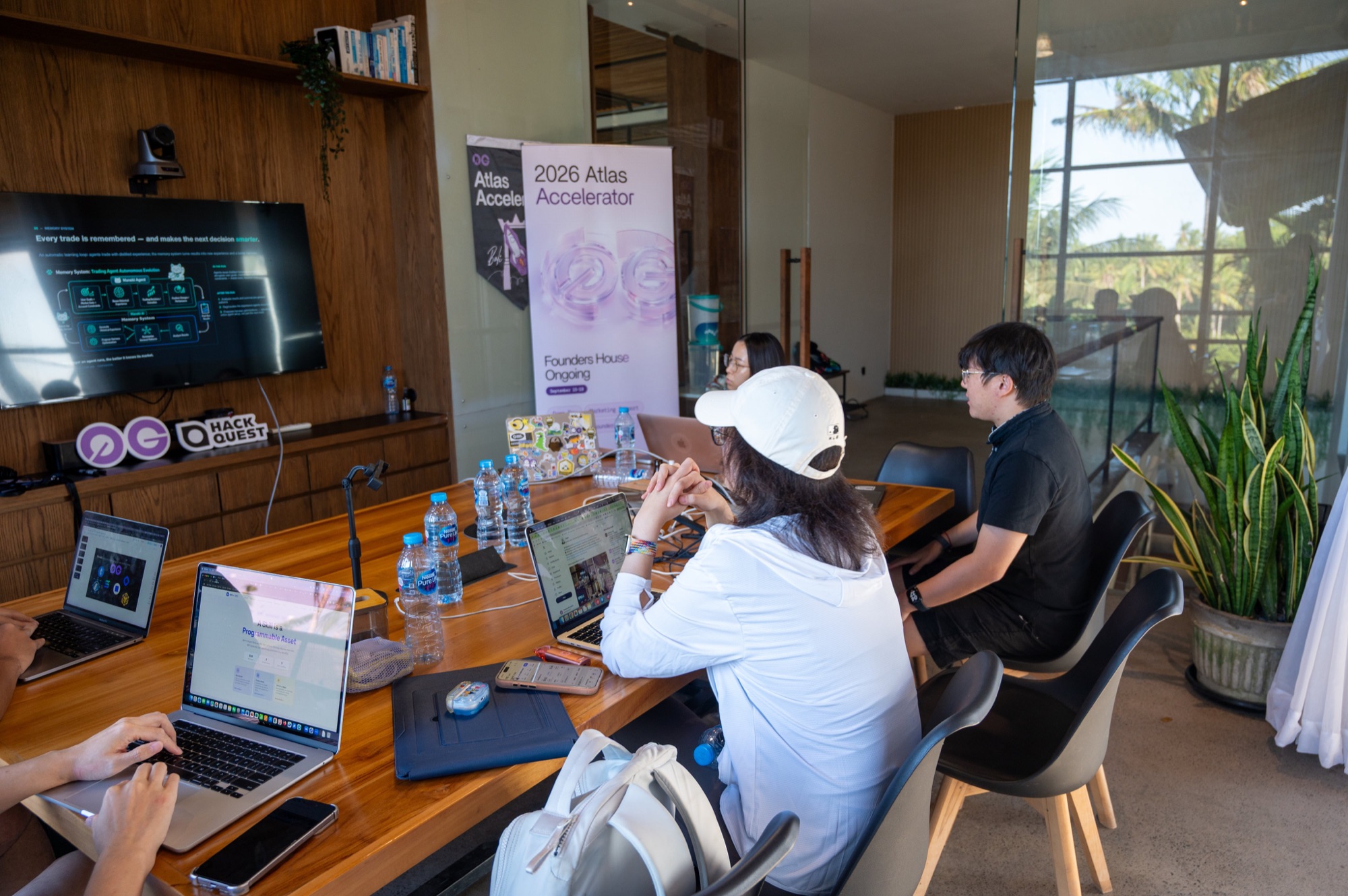 Builders working on 0G projects at the Atlas Founder House in Bali