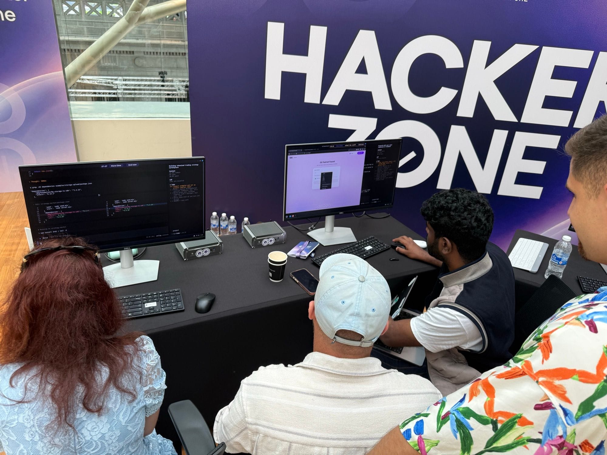 Builders at the Hacker Zone build stations at 0G Dev Day Singapore