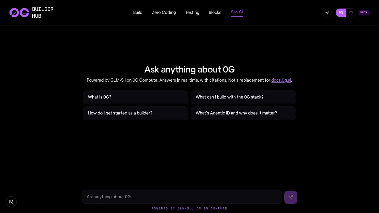 Ask AI on the 0G Builder Hub